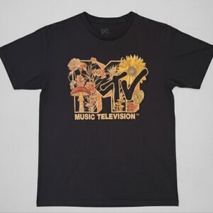 [[MTV]] Black Tee with Floral Design